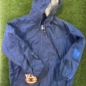 Men’s Vintage Auburn Navy Hooded Windbreaker Jacket with AU Patch